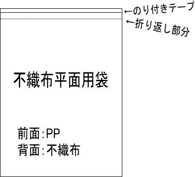 不織布平面袋(無地)テープ付き　セーターM　(500枚入り)